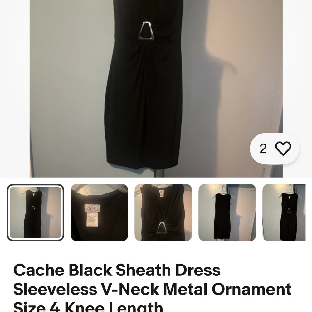 Cache Black Mini Dress with Silver Accent